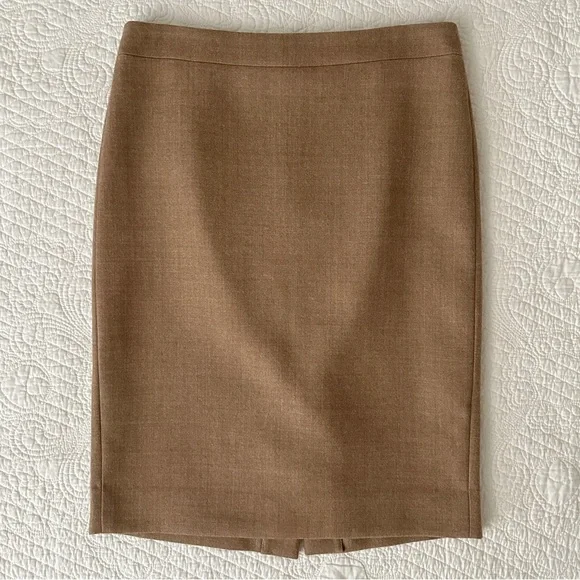 J. Crew Women’s Tan Double Serge Wool No. 2 Pencil Skirt Size 4 - Picture 3 of 13